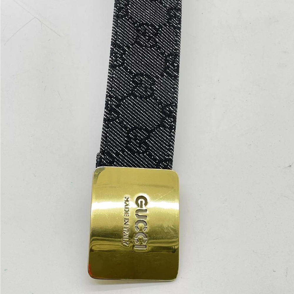 Auth GUCCI GG canvas denim 90745.1766.80.32 Belt W/Bag Gucci Black Leather Belt - Picture 8 of 13